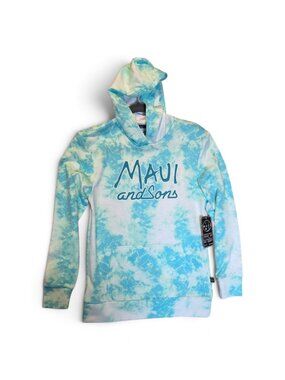 Maui and Sons Tie Dye Hoodie Sweatshirt Blue White Skate style streetwear  NWT